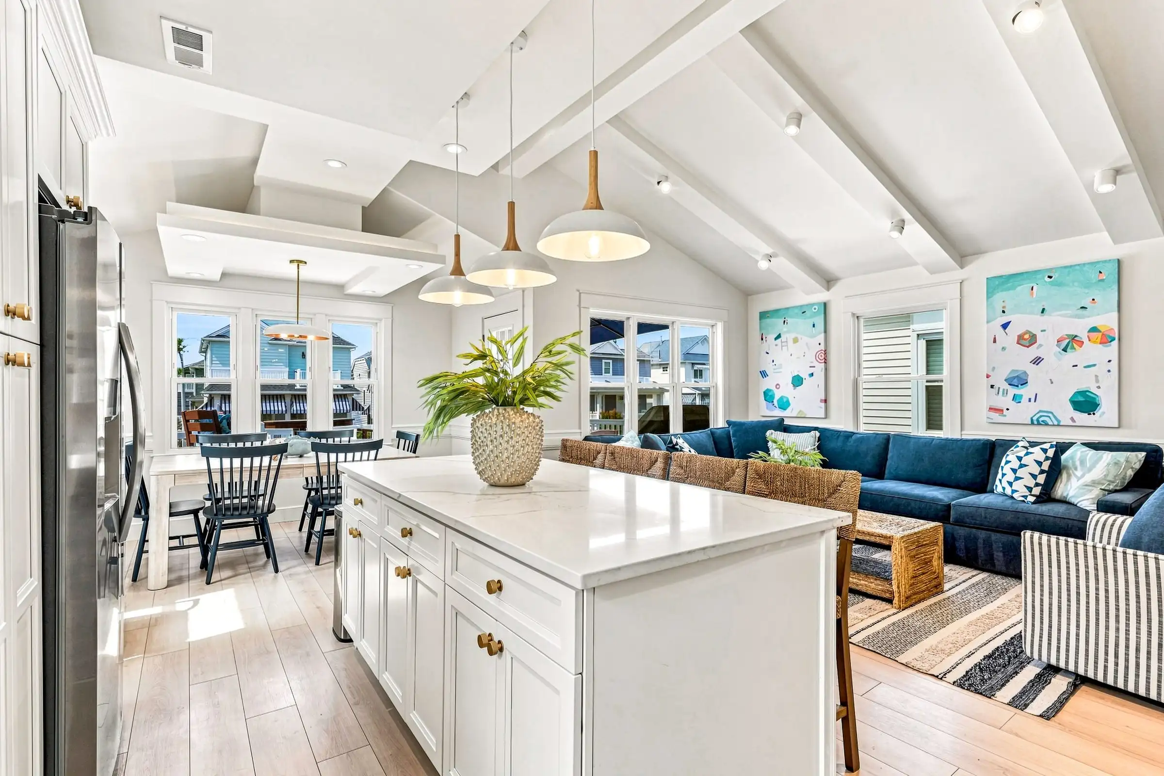 The great room from the kitchen island